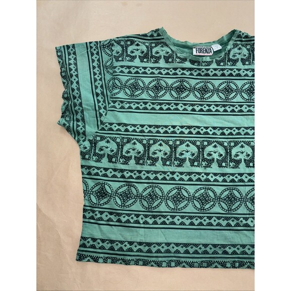 Vintage Forenza Sportswear Paisley AOP T-Shirt Size Medium 90s Green - Picture 4 of 7